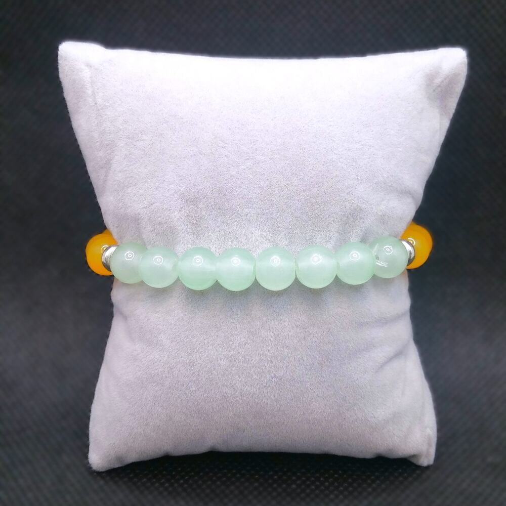 Artisan Multicolor Beaded Bracelet Tigers Eye Green Aventurine Yellow Jade Stone